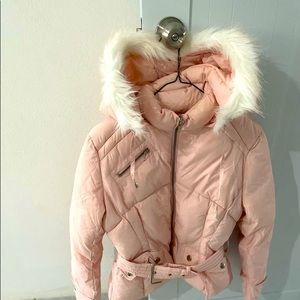 GREENLANDER LIGHT PINK WINTER FAUX FUR COAT